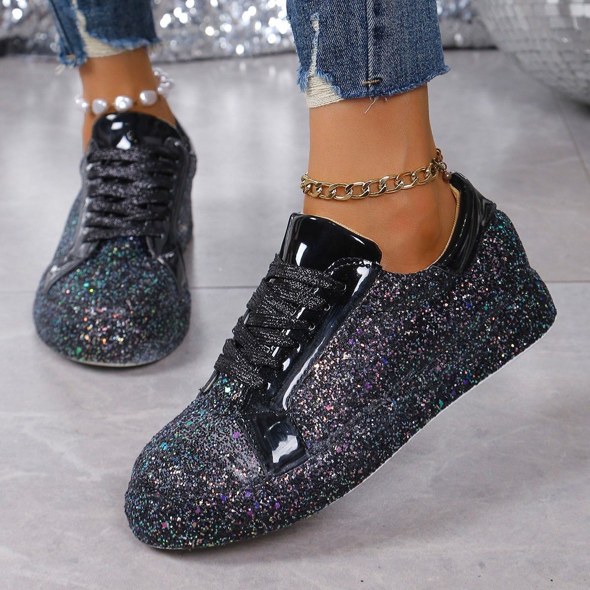 Plus Size Sequins Casual Fashion Shoes Women