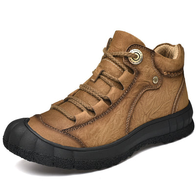 Genuine Leather Mid-top Men's Shoes Closed