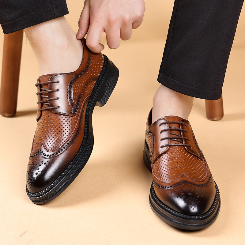 Hollow Leather Shoes Men's Business  Wear Casual