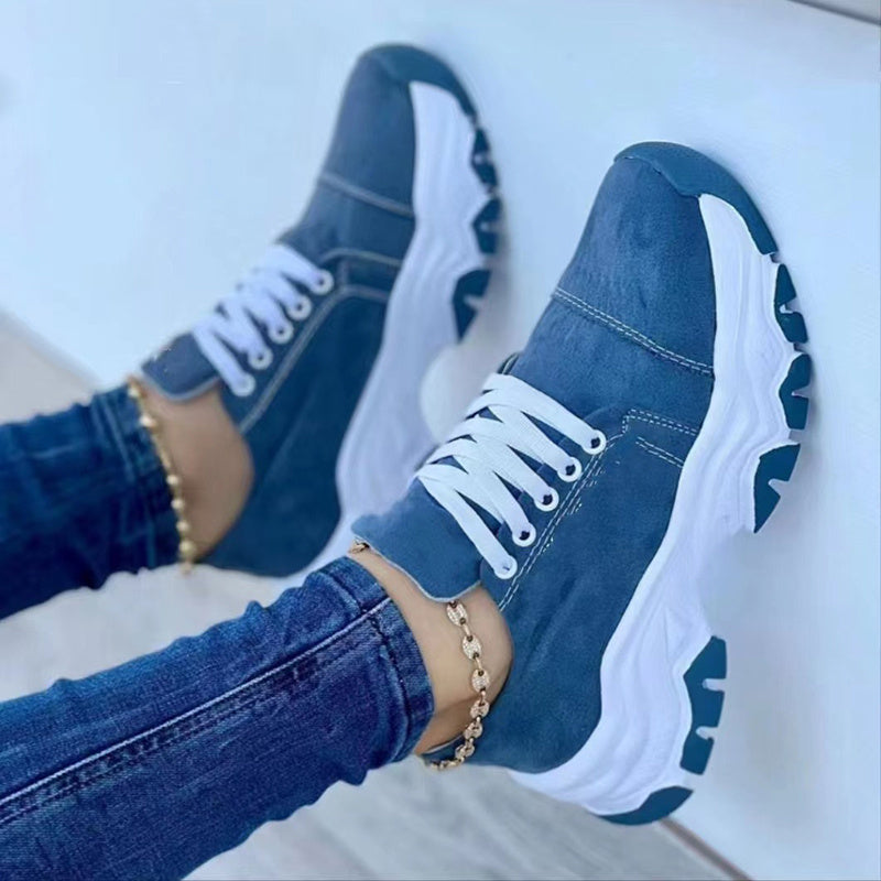 Platform Sport Flats Shoes Lace-up Sneaker