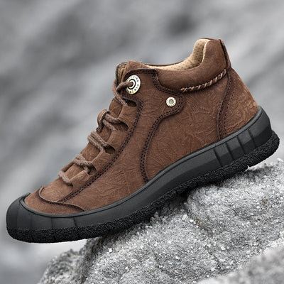 Genuine Leather Mid-top Men's Shoes Closed