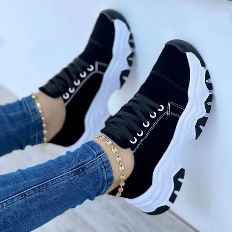 Platform Sport Flats Shoes Lace-up Sneaker