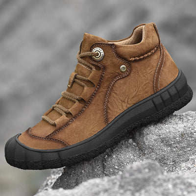 Genuine Leather Mid-top Men's Shoes Closed