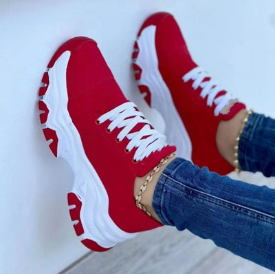 Platform Sport Flats Shoes Lace-up Sneaker