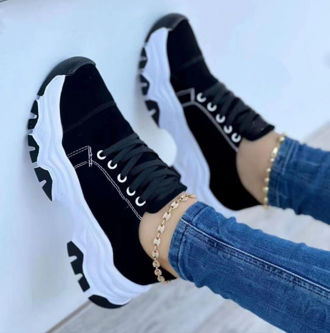 Platform Sport Flats Shoes Lace-up Sneaker