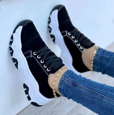 Platform Sport Flats Shoes Lace-up Sneaker