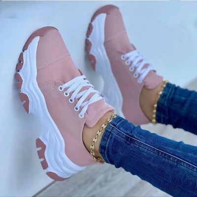 Platform Sport Flats Shoes Lace-up Sneaker
