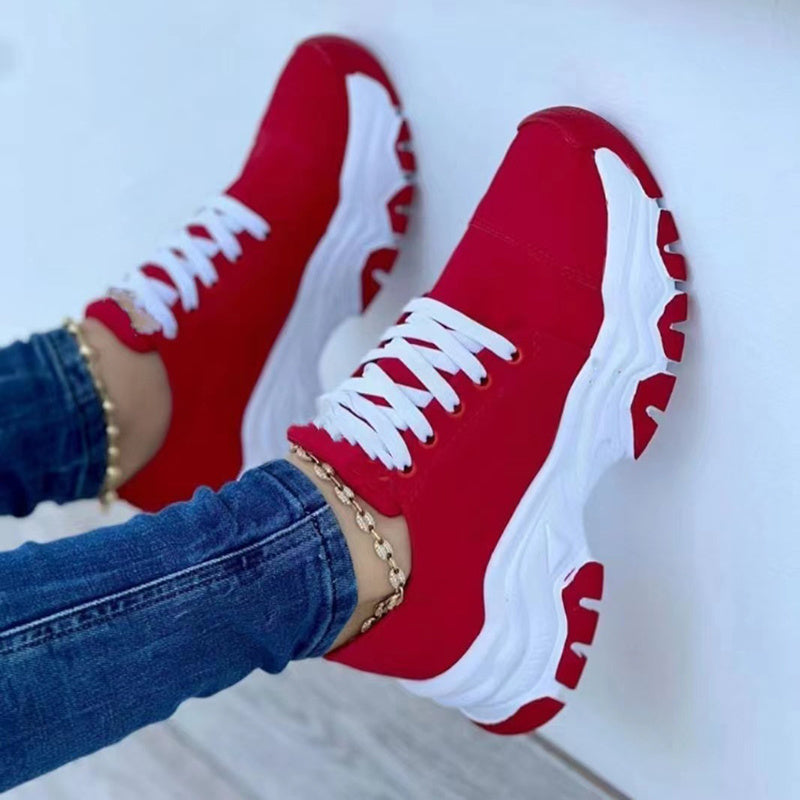 Platform Sport Flats Shoes Lace-up Sneaker