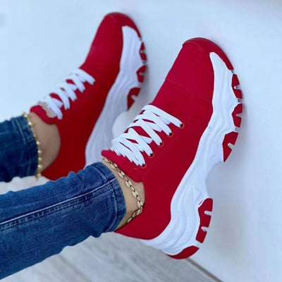 Platform Sport Flats Shoes Lace-up Sneaker