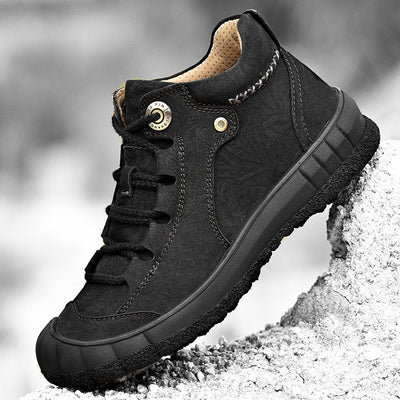 Genuine Leather Mid-top Men's Shoes Closed