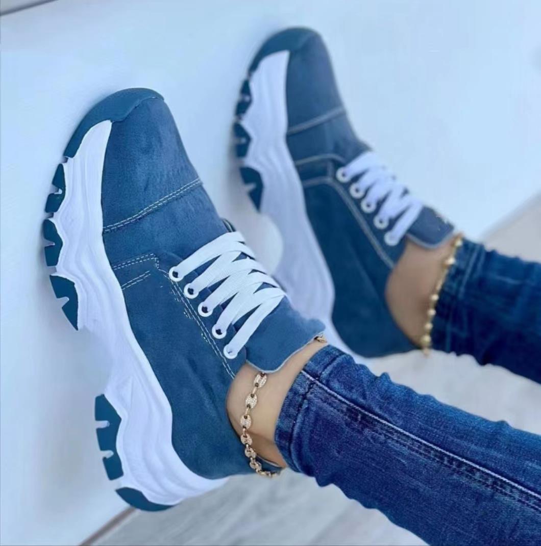 Platform Sport Flats Shoes Lace-up Sneaker