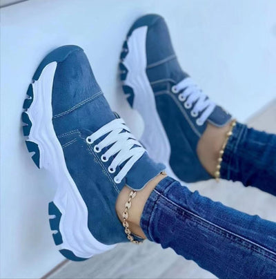 Platform Sport Flats Shoes Lace-up Sneaker