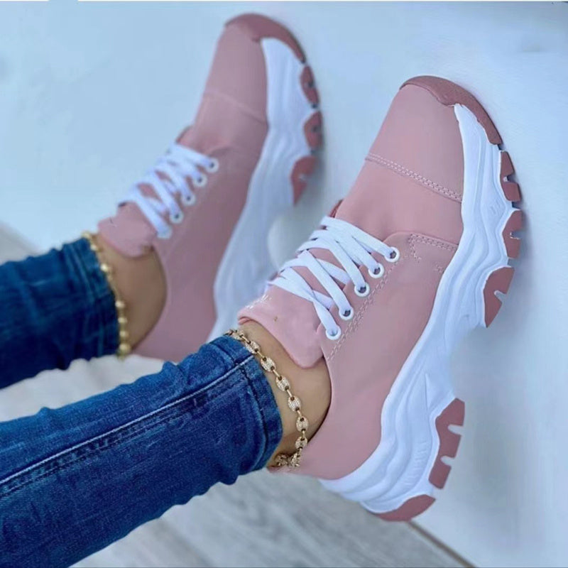 Platform Sport Flats Shoes Lace-up Sneaker